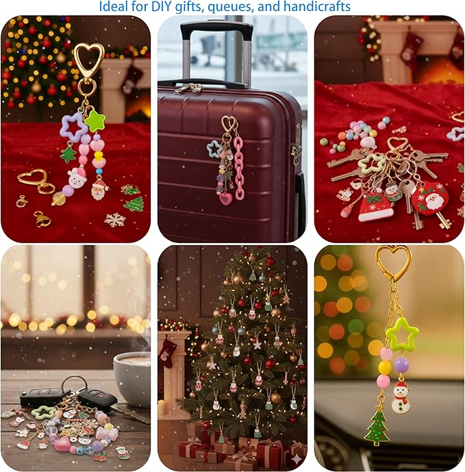 Christmas DIYJewelry Making Set 364 Pieces – Includes 156 Charms, 150 Jump Rings, 25 Extender Chains, 20 Keychains, 10 Crimp Tubes, 3-Inch Beading Wire, Support Ring & Jewelry Pliers(for parents)