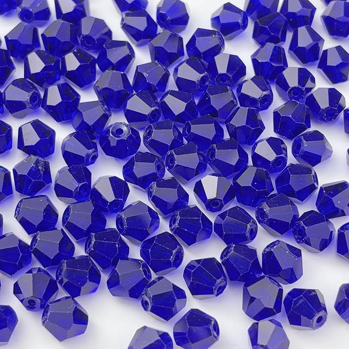 200pcs 6mm Bicone Glass Crystal Beads for Jewelry Making, Faceted Bicone Glass Spacer Beads for Bracelet Earring Necklace DIY Craft(Dark Blue)