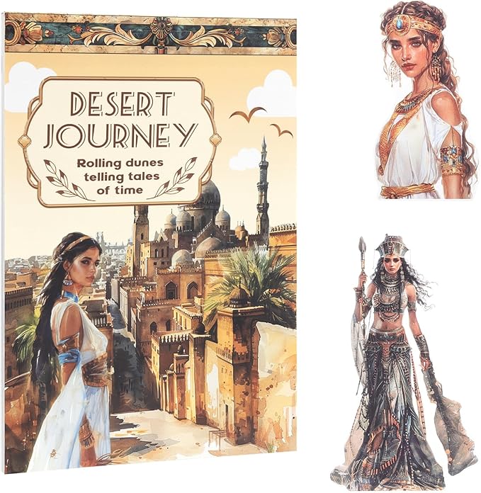 Dizdkizd Egyptian Vacation Stickers for Scrapbooking, 182 Pre-Cut Witch Magic Sticker Ethnic Stickers Book for Junk Journals, Themed Albums, Collage, Journaling Supplies Kit