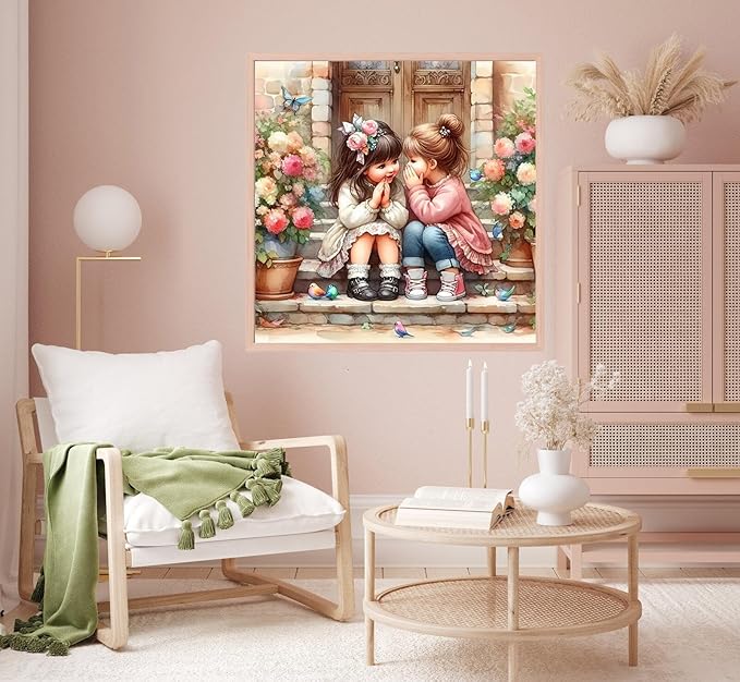 Cute Bestie Diamond Painting Kits for Adults, 5D Diamond Art Painting by Numbers Kits, DIY Diamond Dots Art Kits, Full Round Drill Diamond Art Kits for Adults for Home Wall Decor, 13.8x13.8 in