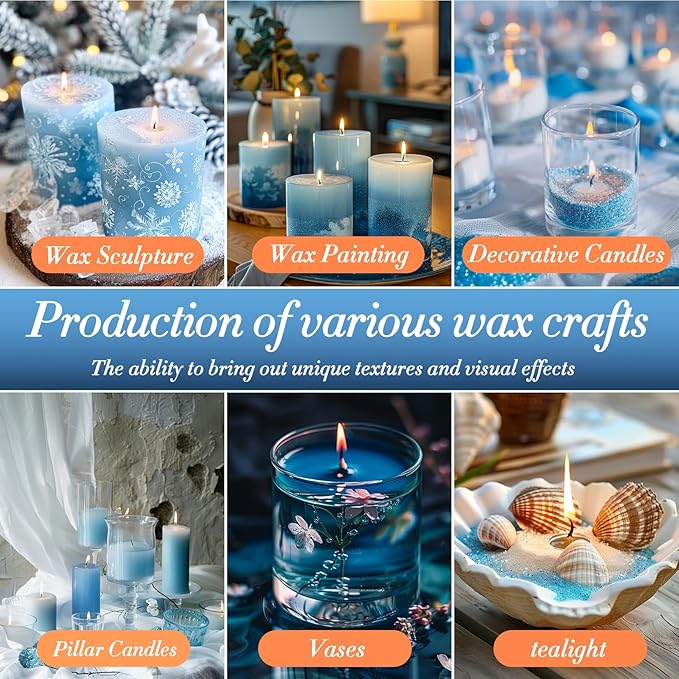 Sukh Blue Candle Sand with Wick - 430G(0.94lb) Sand Candle with Wicks Refillable Candles for Weddings, Parties, Halloween, Christmas