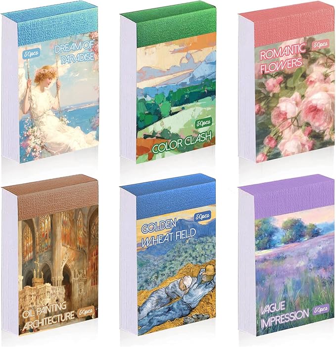 Washi Stickers, 6 Sets 300 Pcs Aesthetic Sticker Book for DIY Journaling, Journaling Supplies for Bullet Journal Art Diary Card Craft Gifts Planner Notebook