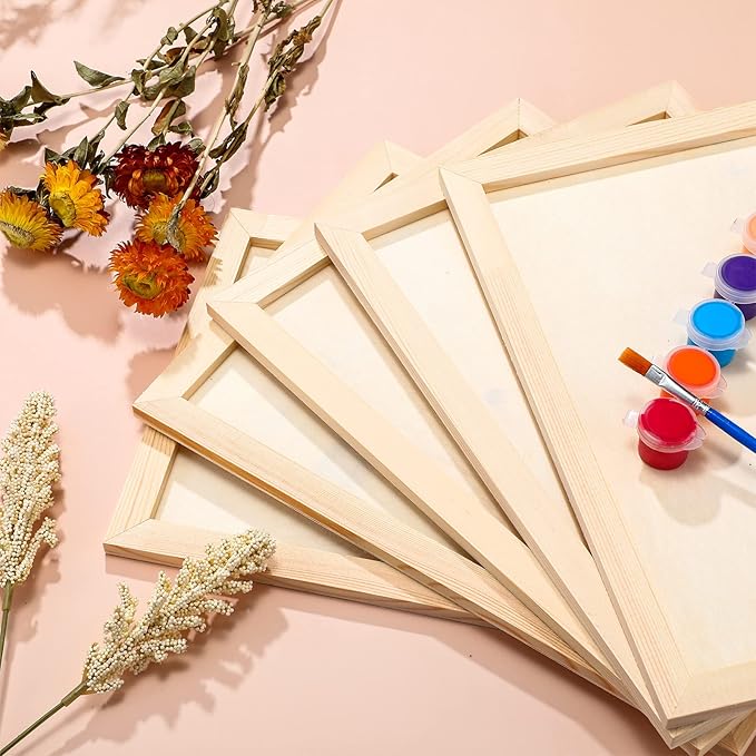 Wood Canvas Boards Unfinished Wooden Panel Boards Paint Pouring Panels for Painting Drawing Home Decor(10 Pieces,12 x 8 x 0.4 Inches)