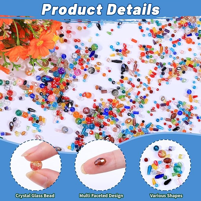 Assorted Glass Crystal Beads for Jewelry Making,DIY Lamp Work, Glass Spacer Beads Colorful Clear Electroplated Color Crystal Beads, Colorful Assortment Bulk Mix, Half Pound