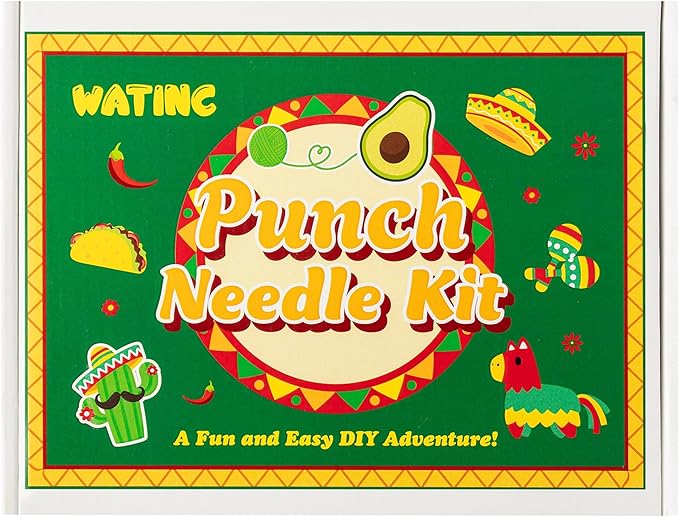 WATINC Christmas Punch Needle Coaster Kits - 23Pcs Easy Art Work Decor Craft Supply for Beginners, DIY Set of 6 Pattern Tufted Pads with Adhesive Felt Yarns Tools Coaster Holder Instruction (Green)