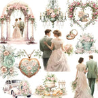 TIAMECH Wedding Lover Paper Stickers - 72 Pcs Bride Couple Rings Party Cake Design, Waterproof Sticker for Journaling & Scrapbooking, Junk Journal Supplies, Ephemera & DIY Crafts