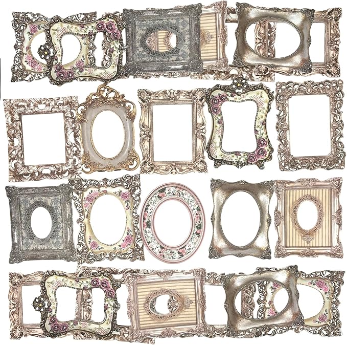 30Pcs Vintage Scrapbook Paper Photo Frame for Scrapbooking Junk Journal Collage Diary Embellishment DIY Photo Album DIY Craft Decoration, 10 Patterns (YSDC4)