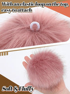 5in Large Fluffy Pom Poms Crochet Accessories - 10pcs Faux Fur Pompom Balls Knitting Accessories for Hats, Beanies, Shoes, Scarves, Gloves, Bags, Keychains Charms (Black/Brown/Grey/Pink)