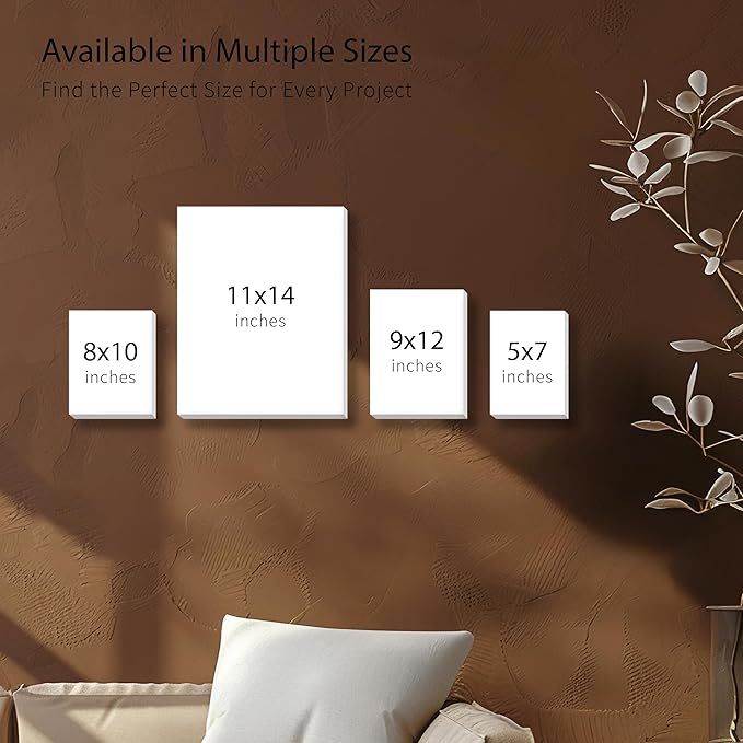 Bianyo 11x14 Inch Canvas Panels for Painting – 12 Pack, 100% Cotton, Triple Primed & Acid-Free, Art Boards for Acrylic & Oil Paints, Ideal for Artists, Students, Hobbyists & Beginners