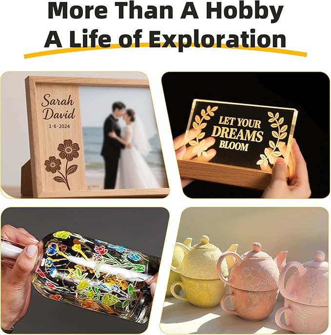 HARDELL Engraving Pen, 6 Speed, Rechargeable Engraver Pen for Artists & DIYers, Electric Engraving Tool with 41 Accessories, Engrave 60+ Surfaces, Engraving Pen for Metal, Wood, Glass and Plastic