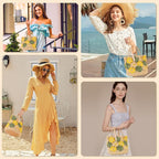 Noocro Crochet Kit for Intermediate or Advanced Level, Floral Raffia Bucket Bag, Purse, Step by Step Video Tutorial, Detailed Instruction Complete Kit Craft Supplies Holiday Gift (Meadow Bloom)