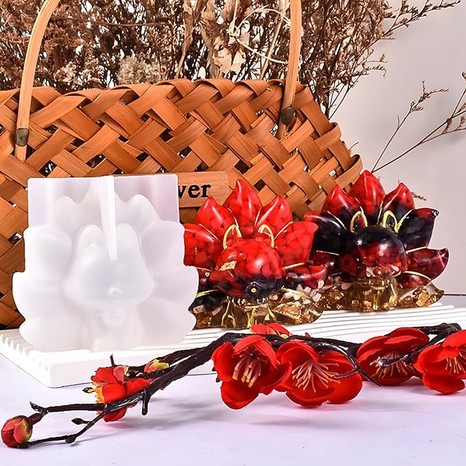 Tail Fox Molds Fox Resin Mold - Resin Casting Silicone Molds for Home Decor & Candle Making Wave Spiral Mold