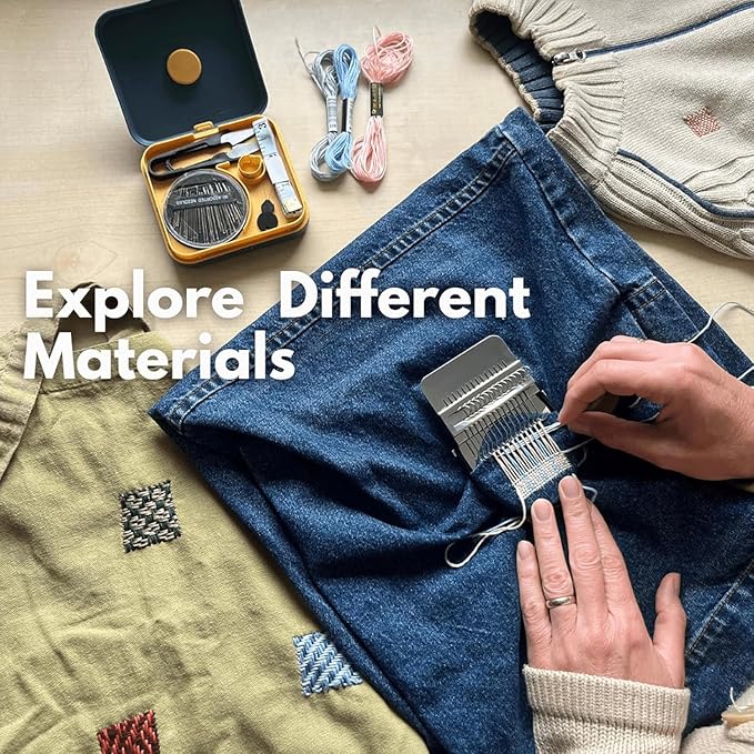 Patchmaker 2.0 Kit, Knitting Kit for Beginners, Portable Patch Darning Kit, Patchwork Weaving Tool Set for Quickly Sewing Repair, Sewing (10 Hooks)