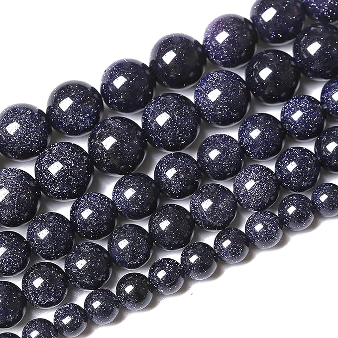 72PCS 10mm Blue Sandstone Gemstone Beads Beads Natural Stone Round Loose Beads for Jewelry Making DIY Bracelet Necklace 32" 2 Strands