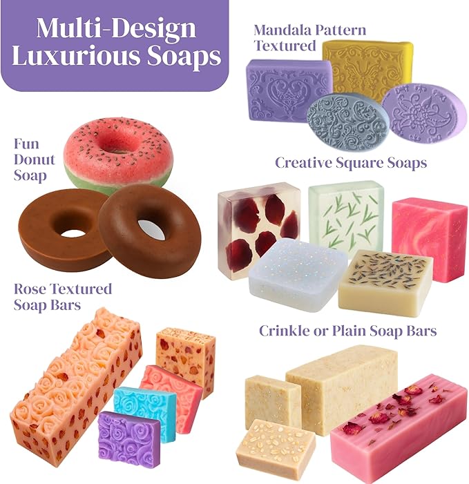 Soap Making Kit for Beginners | 6LBS Melt & Pour Soap Base - Shea Butter, Clear Glycerin & Goat Milk, All-in-one Soap Kit w/Molds, Fragrances, Colors, Soap Making Tools & Supplies for Adults (Deluxe)