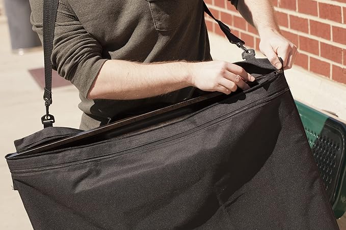 Soho Urban Artist Art Portfolio Case Artwork Tote Bag, Heavy Duty Nylon, 2 Zippered Pockets, Handle & Shoulder Strap LightWeight Large Capacity for Drawings, Posters, 23x31 Inches Black