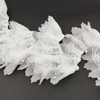 3 Yards White Pleated Lace Chiffon Fabric Elastic Lace Trim for Wedding Bridal Dress Decoration DIY Sewing Clothing Decoration, 2 Inch