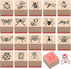 18 Pcs Insect Wood Stamps Set Wooden Rubber Holiday Stamps for Card Making Decoration and Scrapbooking Supplies