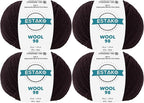 Estako Wool 98 (4- Skeins Pack) 100% Superwash Merino Wool Medium Worsted Weight Soft Knitting and Crochet Yarn (4 x 1.76 oz) (4 x 98 yds) (6359 - Black)