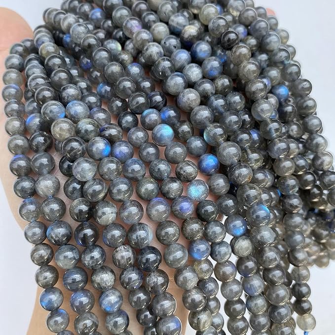 8MM 45PCS Natural Labradorite Gemstone Crystal Spacer Loose Beads for Jewelry Making DIY Bracelet 15 Inches 1 Strand A Grade