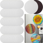 Engrowtic 50 Pcs Magnetic Painting Canvas Panel Mini Canvas Boards for Painting Mini Tile Art for Fridge Locker Art Crafts DIY(4 in,Round)