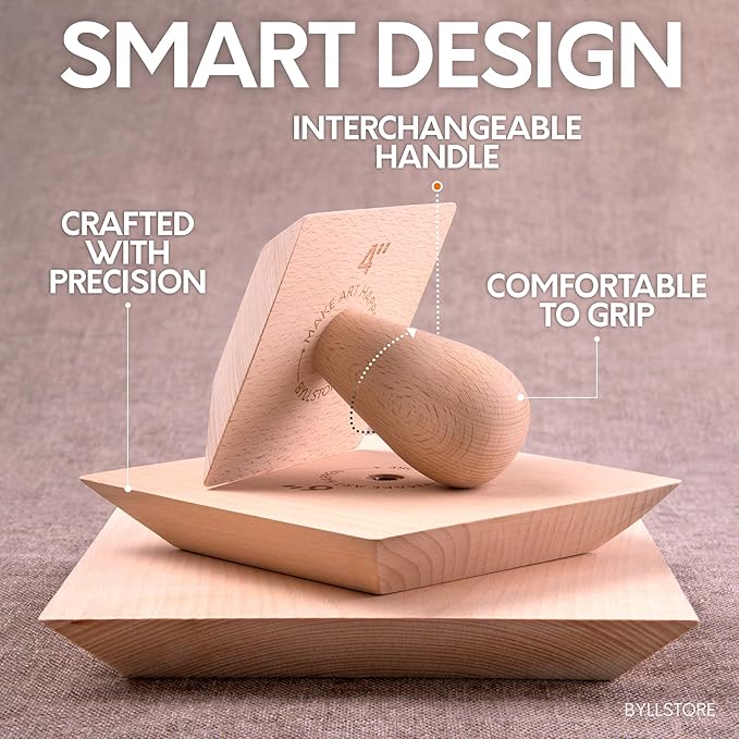 Byllstore 3-Pack Square Pottery Molds | Create Bowls & Plates | 4″, 6″ & 8″ Ceramic Tops | Interchangeable Handle