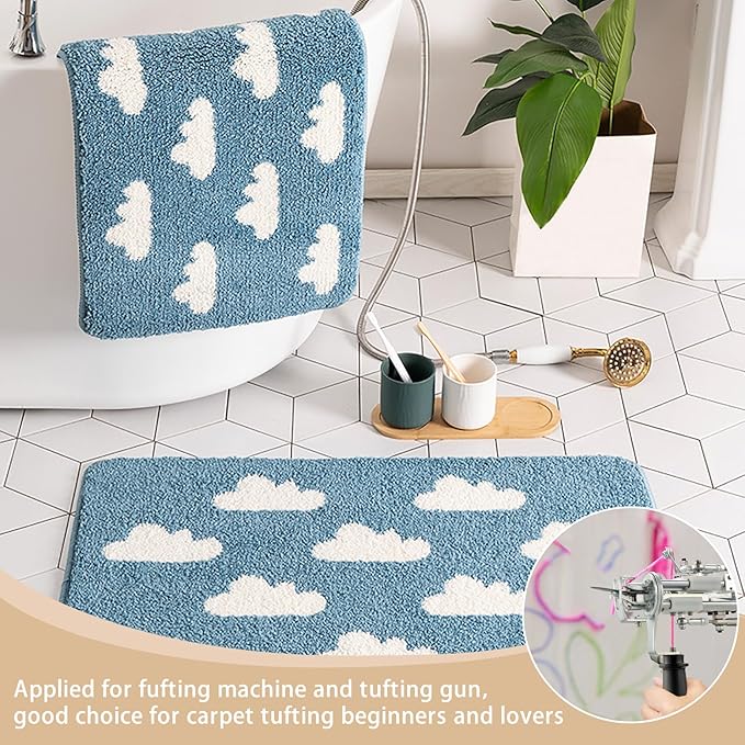 1*PC 40” x 40” Tufting Cloth for Tufting Gun, Primary Tufting Cloth with Marked Lines, Durable Monks Cloth for Punch Needle, Edges Sewn for DIY Crafts