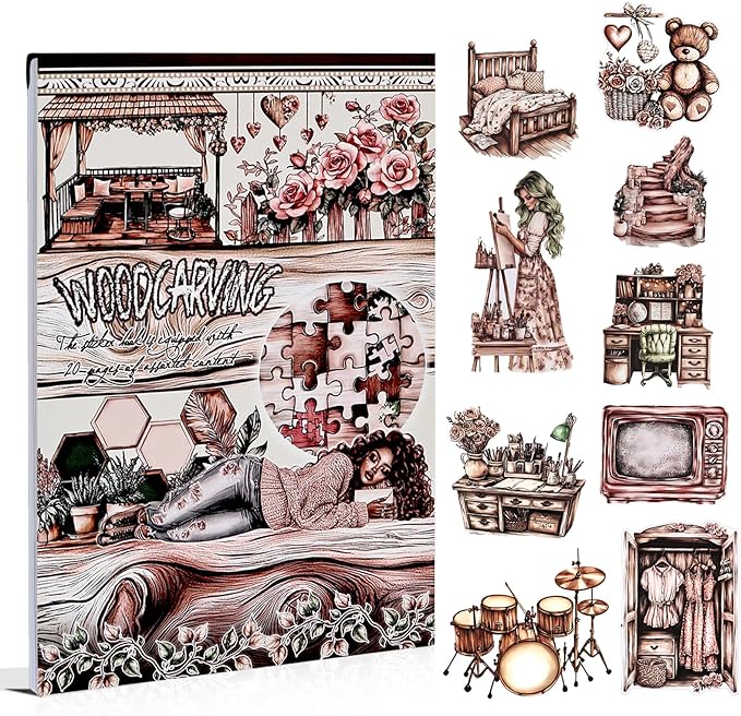 Vintage Scrapbook Stickers for Junk Journaling, 20 Sheets A5 Size Scented Wood Moment Theme Precut Sticker Book, Ephemera for Junk Journals Supplies, Scrapbooking, Scrap Book, Collage, Crafts Arts