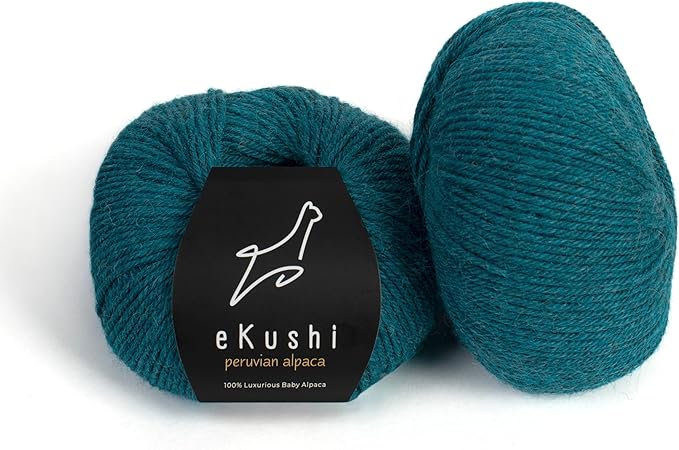 100% Baby Alpaca Yarn for Knitting & Crocheting - Set of 2 Skeins of Premium Yarn DK - Lightweight, Hypoallergenic & Thermal Peru Made - Ideal for Delicate Projects (M023 - Turquoise Blue)