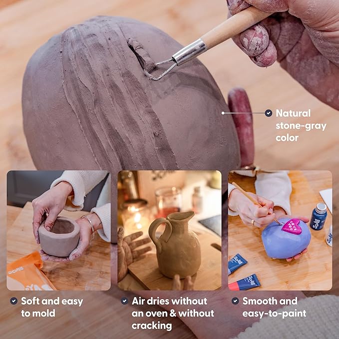 Sculpd Air Dry Clay - Premium Sculpting & Modeling Clay for Arts and Crafts - Self-Hardening Soft Clay for Adults, Teens, Kids Activities - Bulk Craft Supplies & Art Materials (2.2lbs Bulk Value Bag)