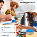 Engrowtic 50 Pcs Magnetic Painting Canvas Panel Mini Canvas Boards for Painting Mini Tile Art for Fridge Locker Art Crafts DIY(5 in,Round)