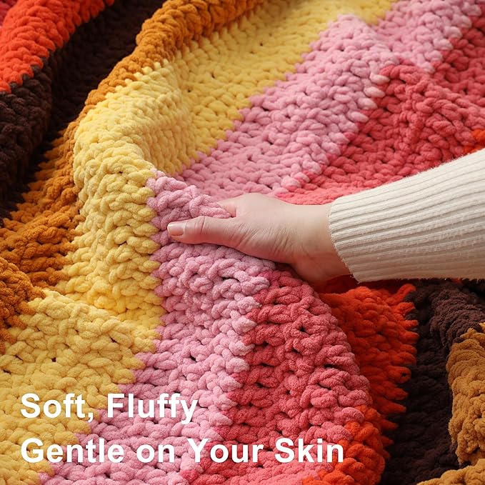 #6 Super Bulky Blanket Yarn for Crocheting - 4 Skeins(Each 10.5oz/300g, 220yds/201m), Chunky Chenille Thick Plush Big Soft Yarn for Crocheting Knitting Blankets, Blush Pink