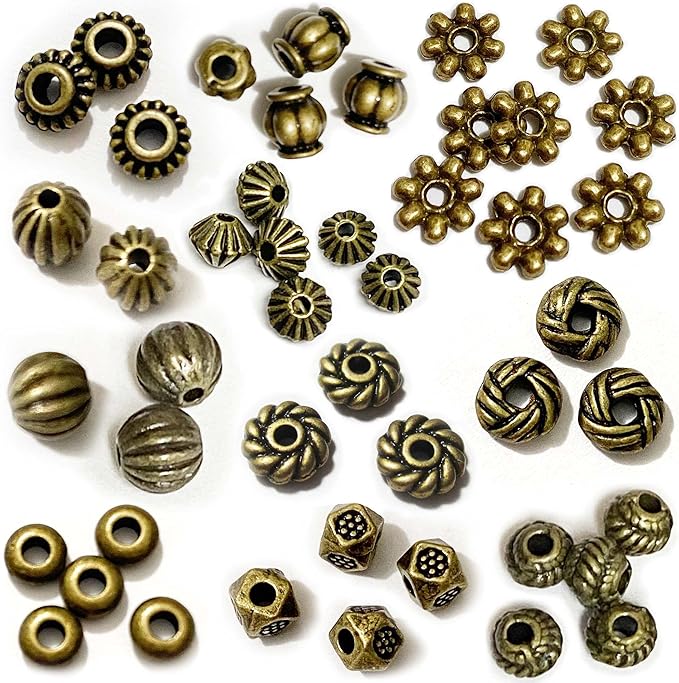 Antique Bronze Spacer Beads for Jewelry Making 500pcs Small Brass Metal Beads & Bead Assortments for Bracelet Necklace Earring Making Brass Bead Spacers for Jewelry Making Supplies