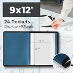 Dunwell Art Portfolio 9x12 Folder (Blue), Black Mounting Paper, Portfolio Binder for Artwork, 9 x 12 Art Folder, 24 Pockets Display 48 Pages, Acid-Free Poly Presentation Book