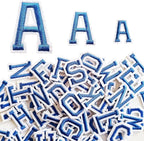 1.3 inch Iron on Letter Patches 78 Pieces, A-Z Embroidered Alphabet Patches for Clothing Jackets Hats Backpacks Jeans Blue