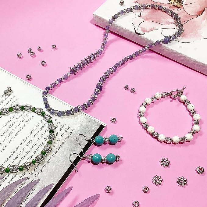 Silver Spacer Beads for Jewelry Making - Flat, Small Seed Beads for Bracelets, Necklace & Earrings - 500pcs Bulk Tibetan Silver Jewelry Set