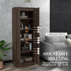 HOMCOM 69" Tall Storage Cabinet with Movable Storage Shelves, Modern Style Pantry Cabinet with Soft Close Doors, Coffee
