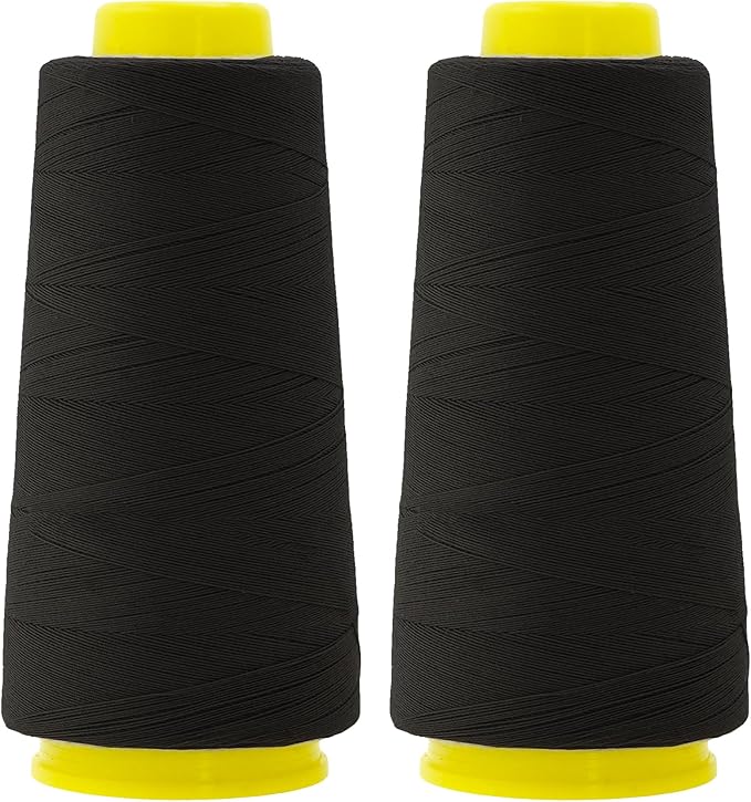 Mandala Crafts Black Thread Cones for Machine and Hand Quilting - 2400 Yds 50 WT Multiple Purpose Mercerized 100% Cotton Threads for Sewing Machine Serger Embroidery