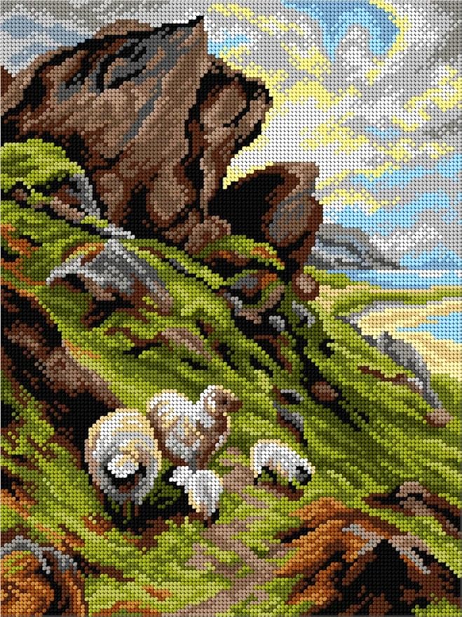 Wizardi Needlepoint Canvas for halfstitch Without Yarn After Joseph Farquharson - Rugged Pasture 3553J Orchidea