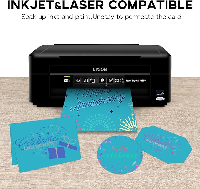 100 Sheets Light Blue Cardstock 8.5 x 11 65lb Pastel Paper, Goefun Blue Card Stock Printer Paper for Wedding Invitations, DIY Cards, Menus, Crafts