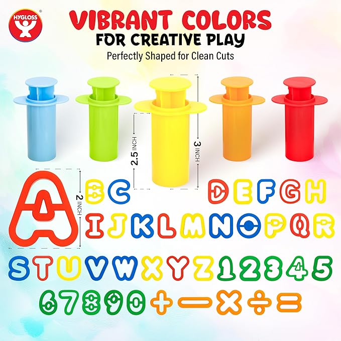 Dough Extruder Set for Kids + Dough Alphabet & Numbers Cutter Set - (46 pcs) - Educational Clay Tools for Learning, Counting, and Crafting – Strong and Durable