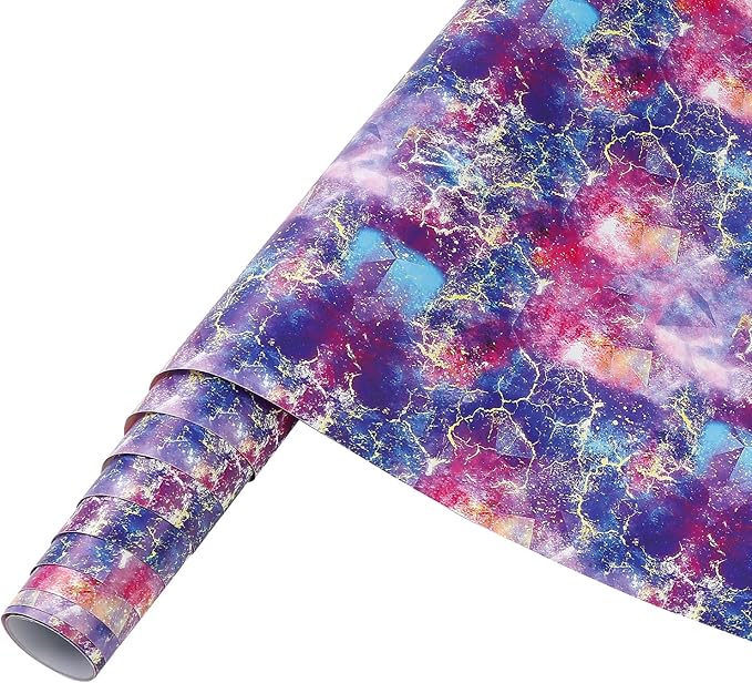 Galaxy Permanent Vinyl Roll- 12 * 8ft Purple Galaxy Permanent Adhesive Vinyl for Mugs Decors Self Adhesive Sticker