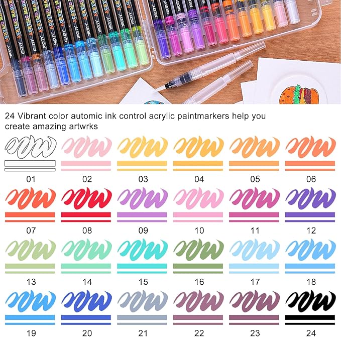 NICETY Magic Foam Texture Painting Kit, 56 Pack 3D Art Set with 24 Acrylic Paint Pens, 28 Puffy Texture Paper, 2 Water Brush Pens, Transparent Storage Box – Aqua Puffs Effect Magic Paint Set