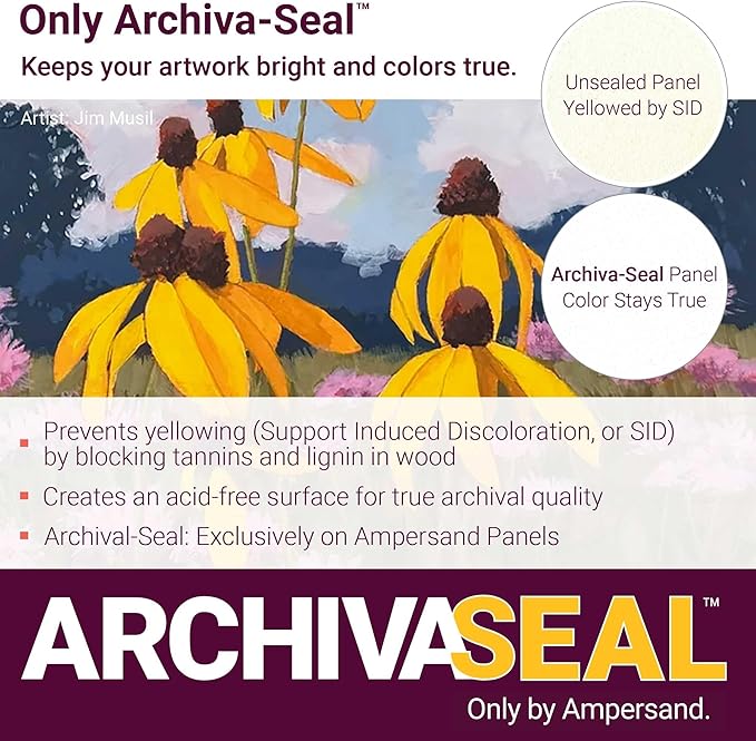 Ampersand Art Supply Gesso Wood Painting Panel: Museum Series Gessobord, 8" x 10", 2" Cradled Profile