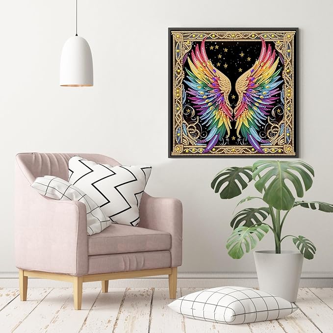 Angel Wings Diamond Art Kits for Adults, Special Shaped Diamond Painting Kits for Adults for Beginners, DIY Crystal Diamond Dots Art Kits, 5D Special Gem Art Painting Kits for Home Wall Decor, 12x12in