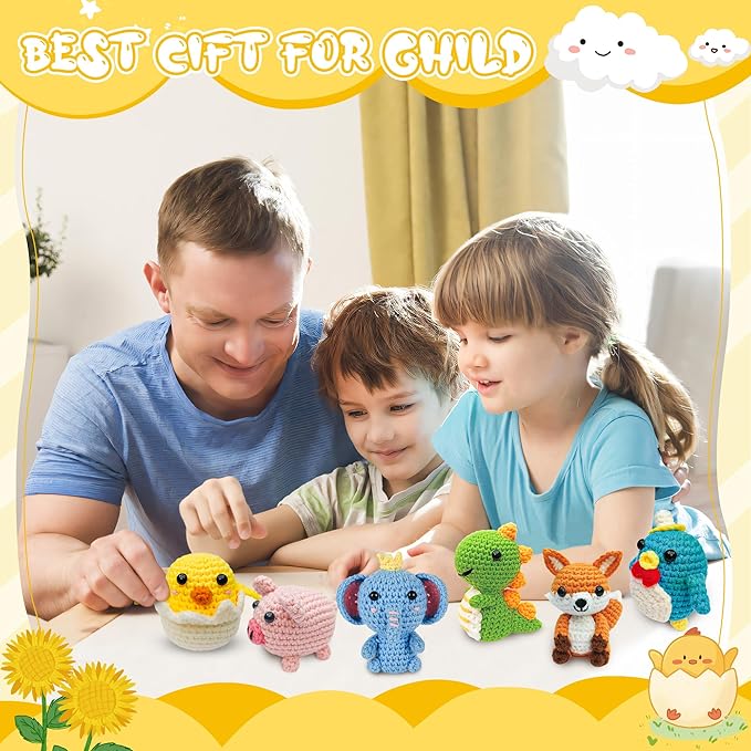 Mobelixy 6PCS Crochet Kit for Beginners, 2026 Christmas Knitting Kit with Step-by-Step Video Tutorials, Beginner Crochet Kit for Adults