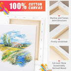 FIXSMITH Stretched Canvas for Painting- 8x10 Inch,Bulk Pack of 8,Primed,100% Cotton,5/8 Inch Profile of Super Value Pack for Acrylics,Oils & Other Painting Media