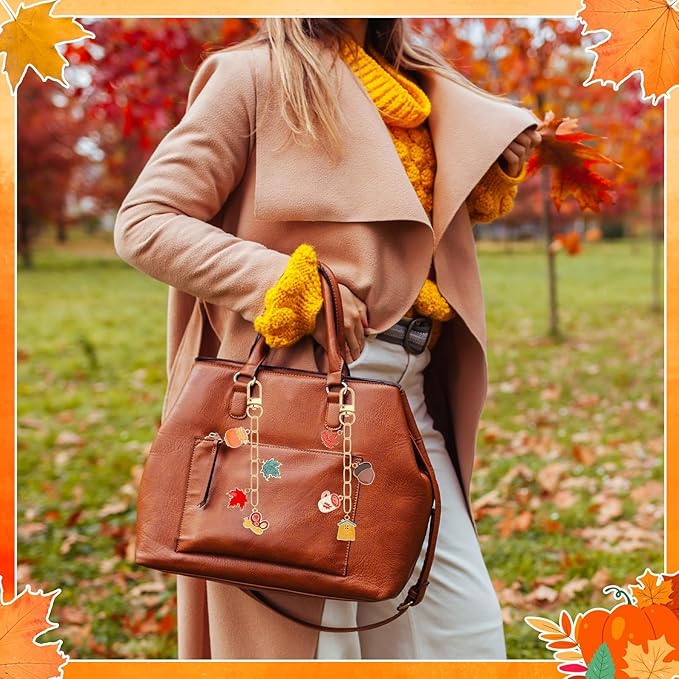 AUGSUN 189Pcs Fall Keychain Making Kit, Autumn Charm Jewelry Chain Making Crafts, 60 Thanksgiving Charms 12 Keychain Clips Hooks 15 Extender Chains 100 Jump Ring and Jewelry Plier for Holiday Gifts