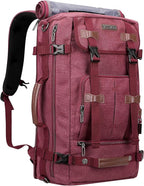 WITZMAN Canvas Backpack Vintage Travel Backpack Large Laptop Bags Convertible Shoulder Rucksack(A519-2 Red)