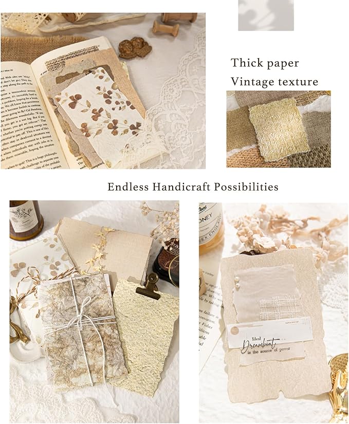168Pcs Scrapbook Supplies Kit - Textured Embossed Rice Decoupage Paper for Scrapbooking, Junk Journaling, Cards Making, Mixed Media Collage, DIY Decorative Materials Vintage 6 Pack Craft Gifts